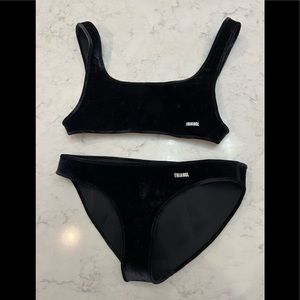 Triangl bikini black velvet neoprene EUC